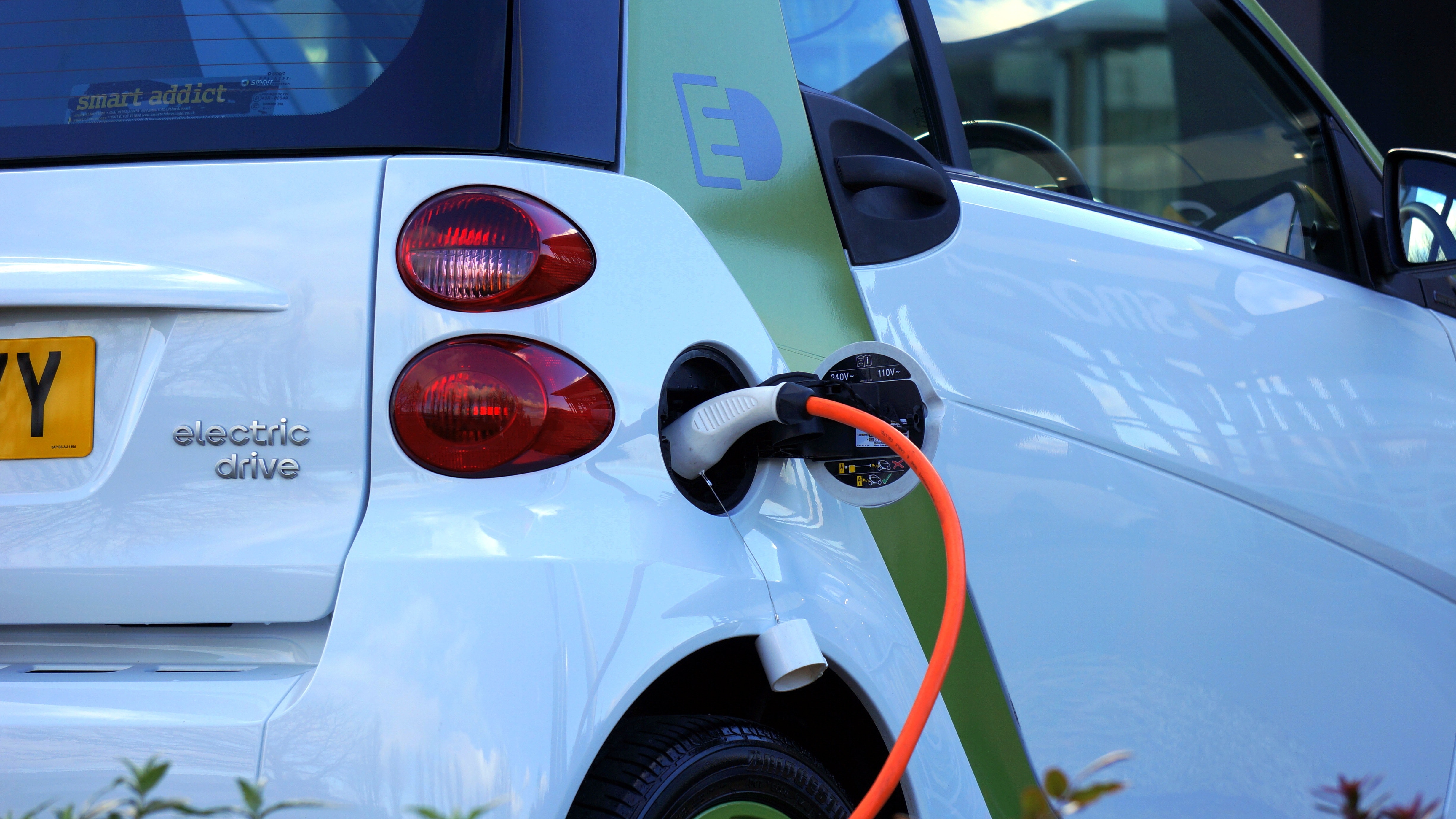 An electric car charging.
