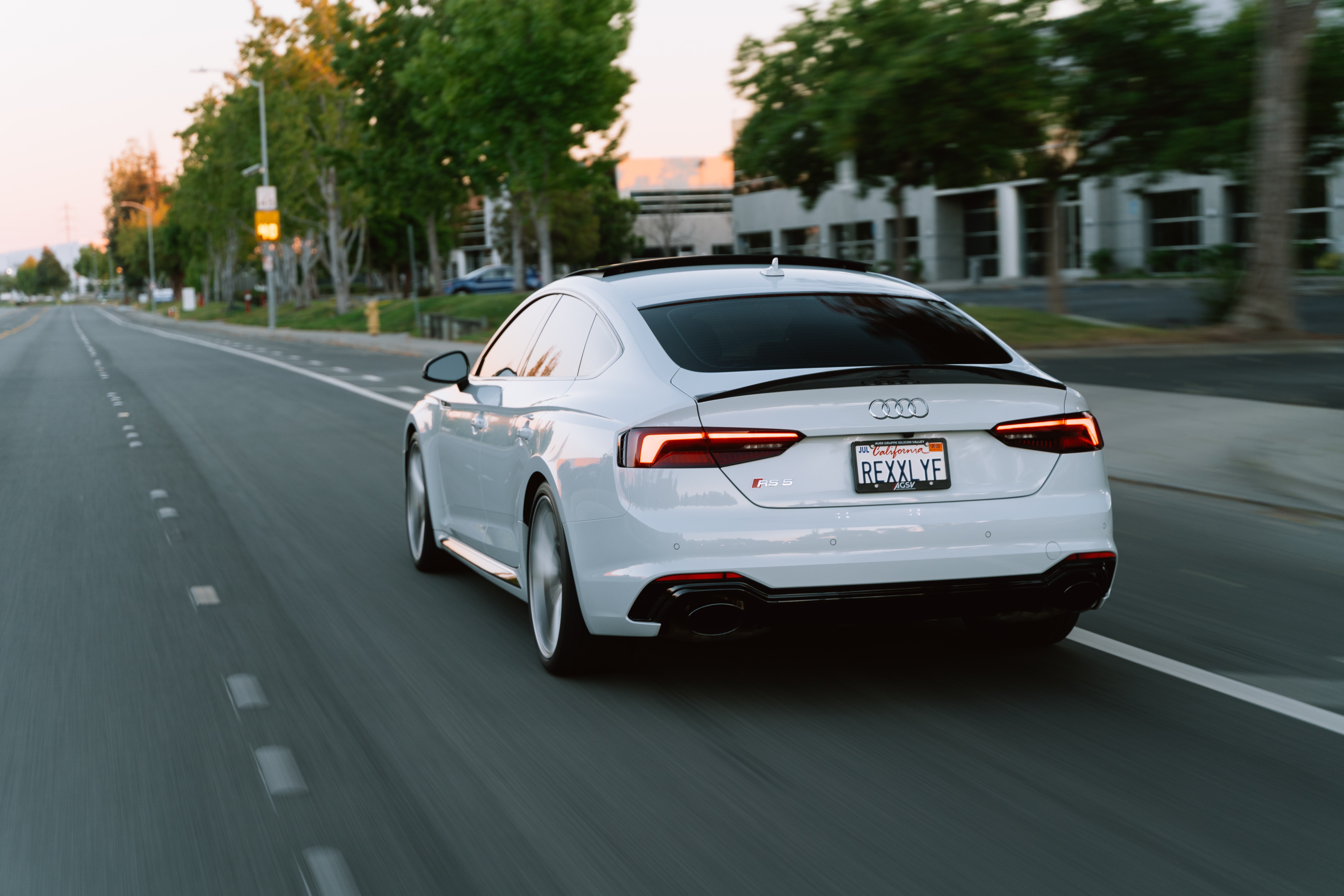 A car driving away.